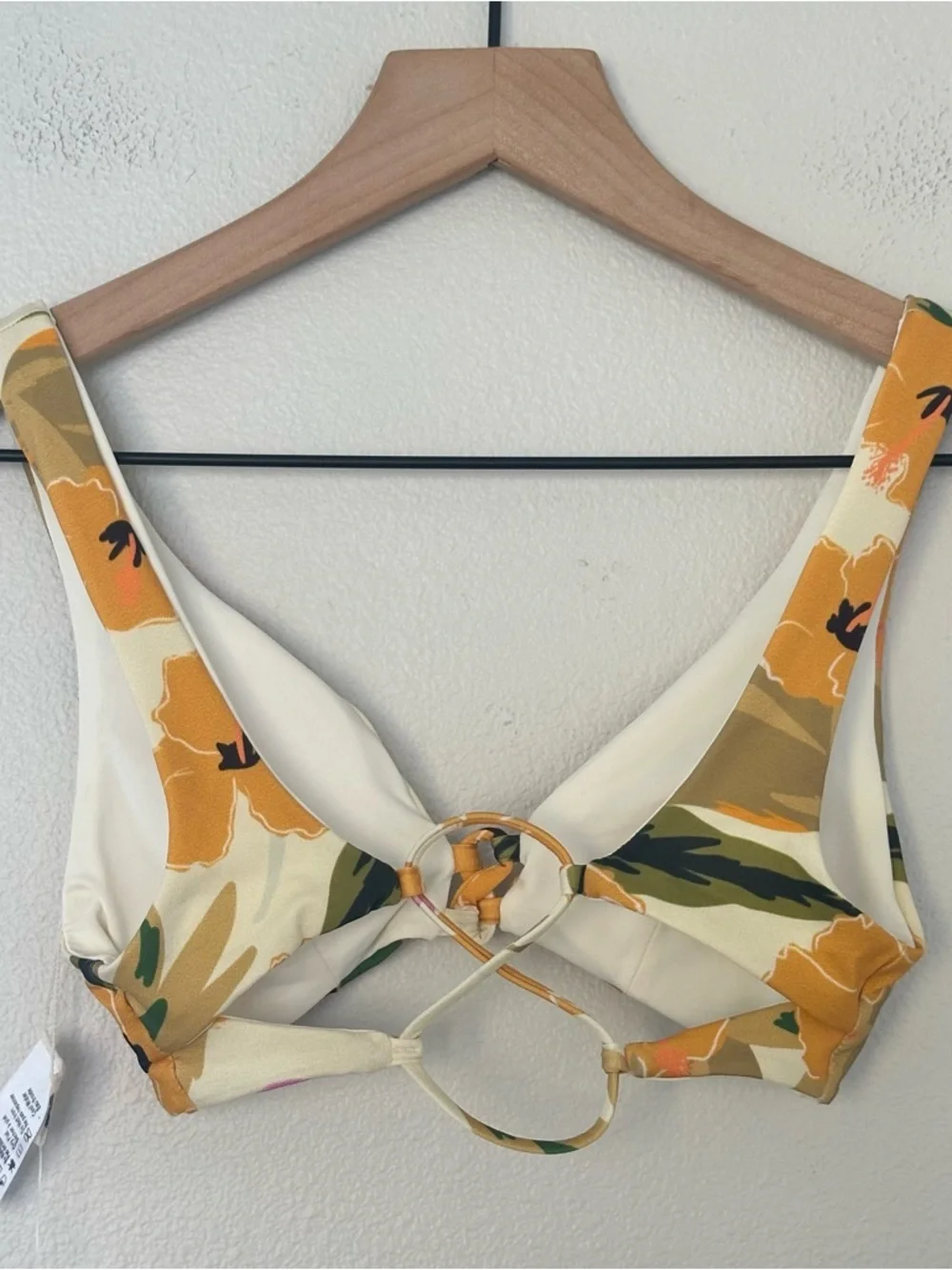 LSpace Women's Playa Floral Bikini Top Swimwear Size XS Orange Green USA MADE